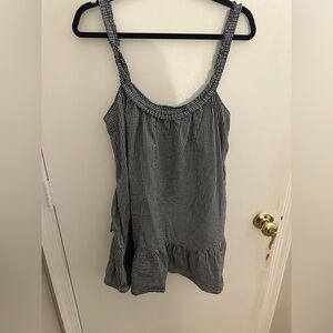 ZARA Trafaluc Black and White Gingham Ruffle Strap Mini Babydoll Dress Large